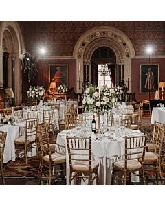Gold UK Chiavari Chair with Blue Seat Pad