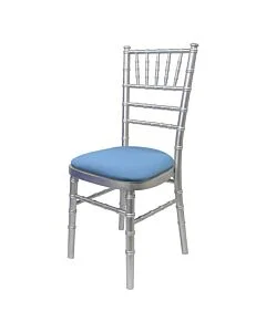 Silver UK Chiavari Chair with Purple Seat Pad