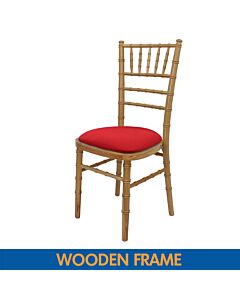 Natural UK Chiavari Chair with Red Seat Pad