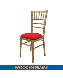 Natural UK Chiavari Chair with Red Seat Pad