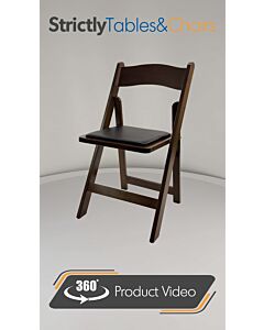 Profile view of Dark Wood Wedding Folding Chair with Black Seat