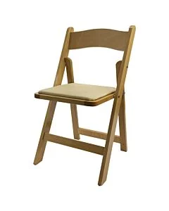 Profile view of Natural Wedding Folding Chair with Natural Seat