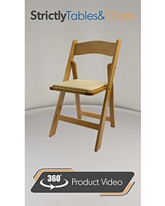 Profile view of Natural Wedding Folding Chair with Natural Seat