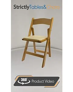 Profile view of Natural Wedding Folding Chair with Natural Seat