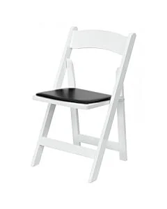 White Folding Wedding Chair Black Seat Pad