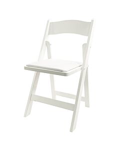 Profile view of White Wedding Folding Chair with White Seat