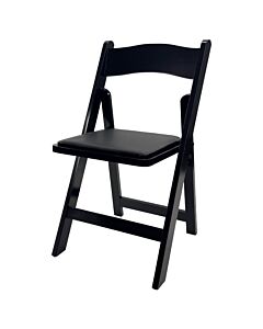 Profile view of Black Wedding Folding Chair with Black Seat