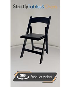 Profile view of Black Wedding Folding Chair with Black Seat