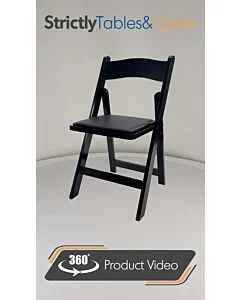 Profile view of Black Wedding Folding Chair with Black Seat