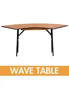 Serpentine Crescent Wooden Folding Table Wave Table