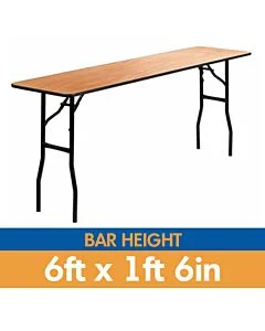 Bar Height Wooden Trestle Table - 6ft x 1ft 6in (183cm x 46cm)