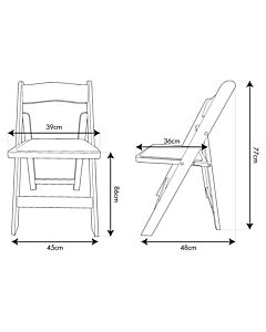 Natural Folding Wedding Chair Black Seat Pad