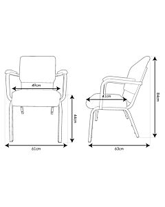 Profile view of Worship Church Chair with Arms in Blue Fabric