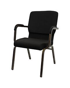 Profile view of Worship Church Chair with Arms in Black Fabric