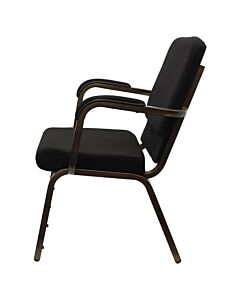 Profile view of Worship Church Chair with Arms in Black Fabric