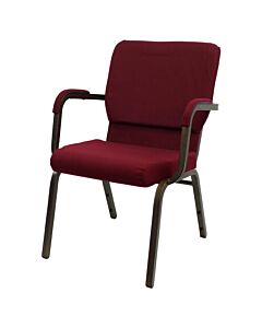Profile view of Worship Church Chair with Arms in Burgundy Fabric