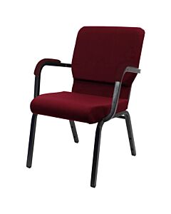 Profile view of Worship Church Chair with Arms in Burgundy Fabric