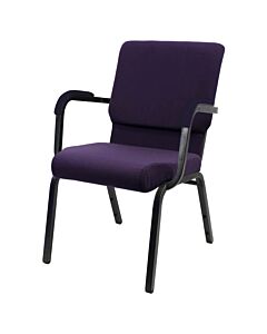 Profile view of Worship Church Chair with Arms in Purple Fabric