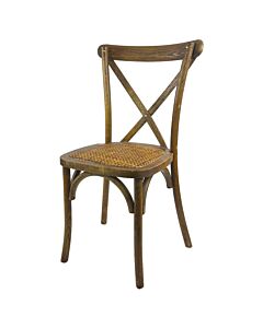 Crossback Stacking Chair - Rustic Finish with Rattan Seat Pad