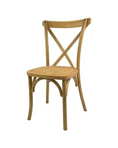 Crossback Stacking Chair - Light Oak with Rattan Seat Pad