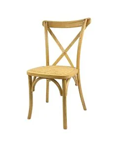 Crossback Stacking Chair - Light Oak with Rattan Seat Pad