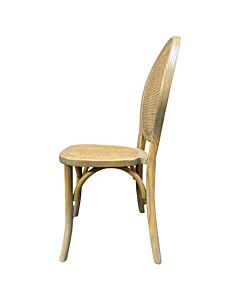 Oval Cane Back Stacking Chair with Rattan Seat - Light Rustic Finish
