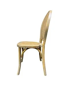 Oval Cane Back Stacking Chair with Rattan Seat - Light Rustic Finish