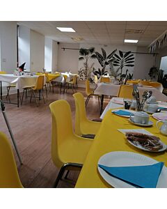 Yellow economy plastic stacking chair