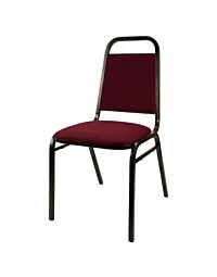 Profile view of Economy Steel Banqueting Chair in Burgundy Fabric