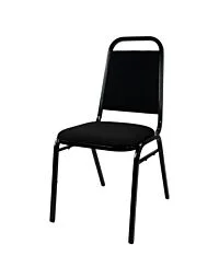 Profile view of Economy Steel Banqueting Chair in Black Fabric