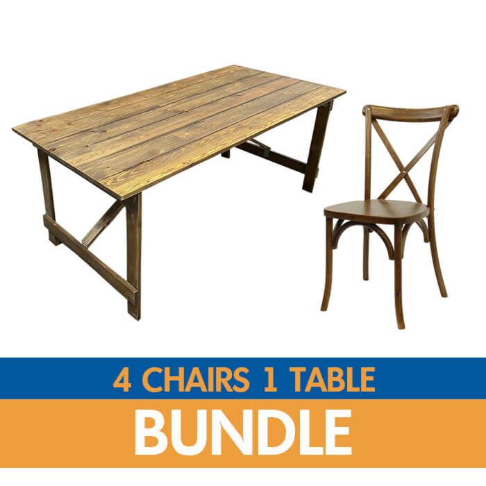 Crossback Chair and Farm Table Bundle - Rustic Finish