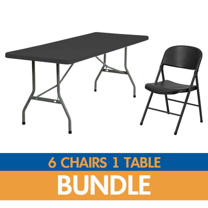 Black Apollo Chair and Black Plastic Folding Table Bundle