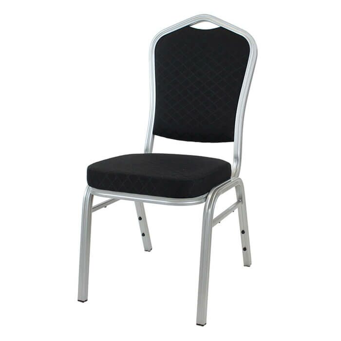Profile view of Diamond Aluminium Banqueting Chair in Black Fabric