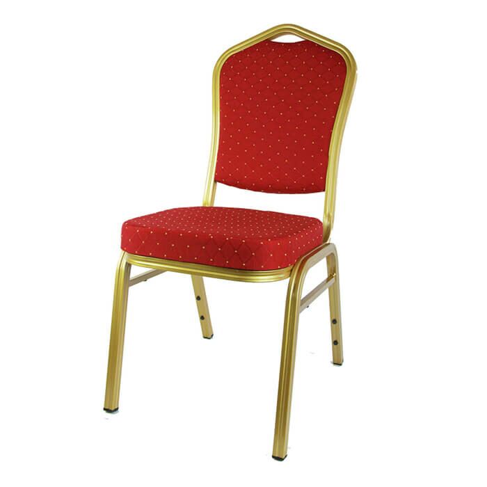 Profile view of Diamond Aluminium Banqueting Chair in Red Fabric