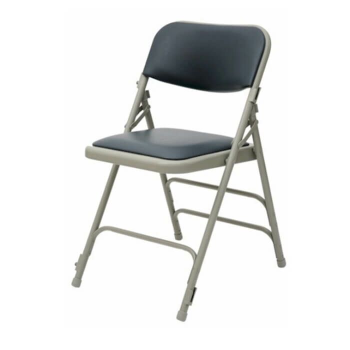Comfort Folding Chair Grey Frame Black Vinyl