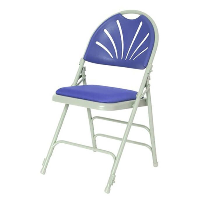 Profile view of Blue Comfort Plus Folding Chair