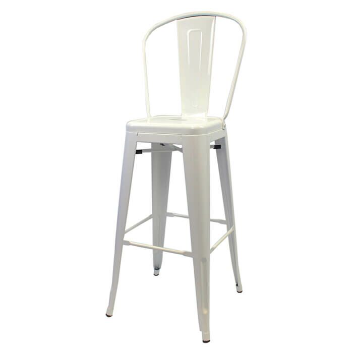 Profile view of White Tolix Bar Height Stool High Back