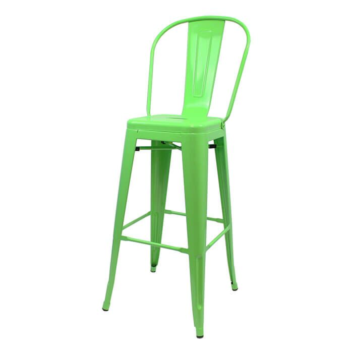 Profile view of Green Tolix Bar Height Stool High Back