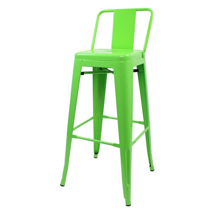 Profile view of Green Tolix Bar Height Stool Low Back