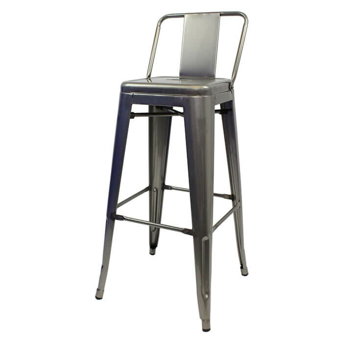 Profile view of Industrial Grey Tolix Bar Height Stool Low Back