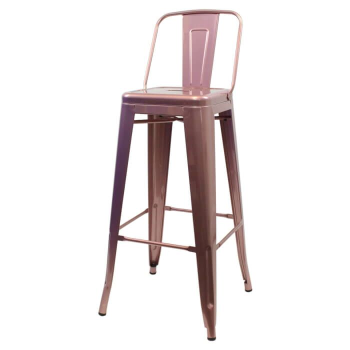 Tolix Style 76cm Bar Height Stool Low Back - Rose Gold