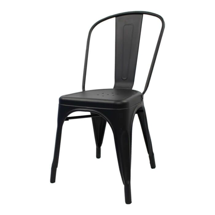 Profile view of Matte Black Tolix Side Chair