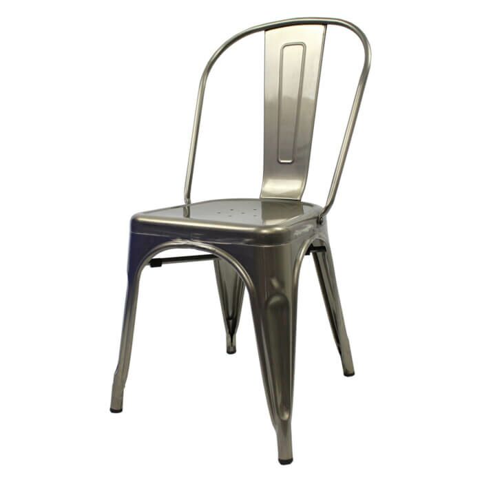 Profile view of Industrial Grey Tolix Side Chair