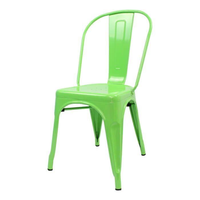Profile view of Green Tolix Side Chair
