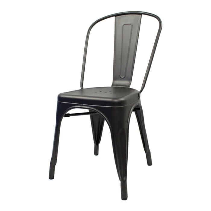Profile view of Gun Metal Grey Tolix Side Chair