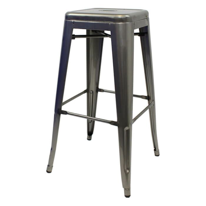 Profile view of Industrial Grey Tolix Bar Height Stool