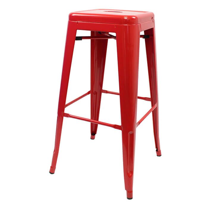 Profile view of Red Tolix Bar Height Stool