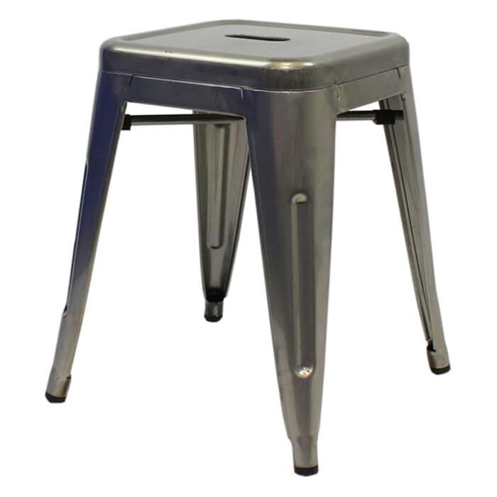 Profile view of Industrial Grey Tolix Low Stool