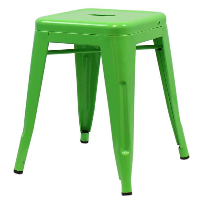 Profile view of Green Tolix Low Stool