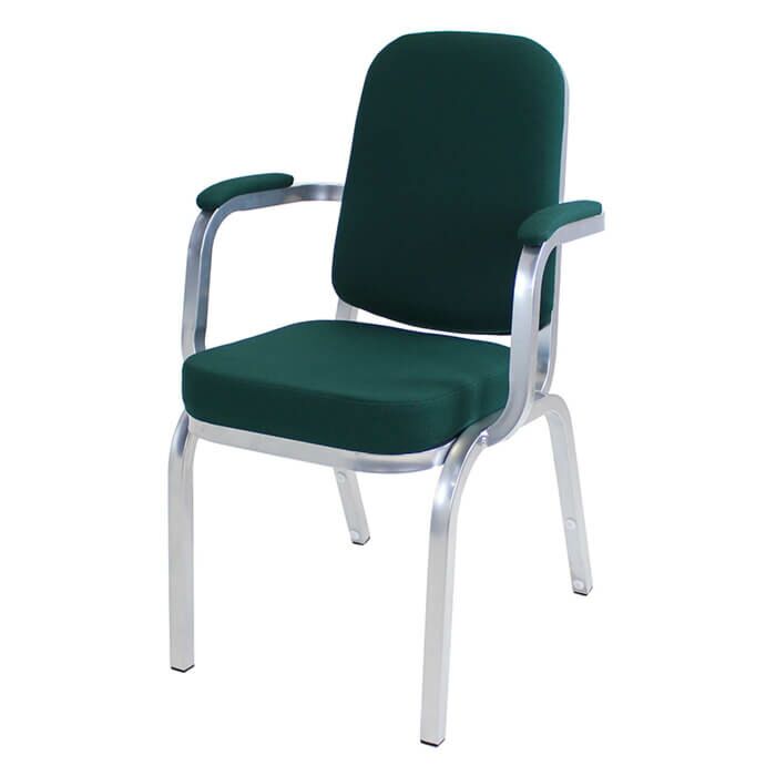 Profile view of Damascus Aluminium Stacking Chair with Arms